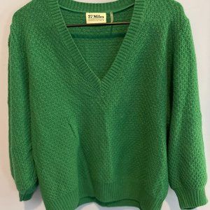27 Miles Green Cashmere Sweater Size L